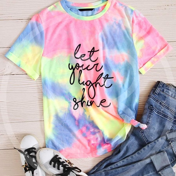 Tops - Let your Light Shine Tie Dye graphic tee